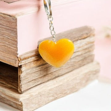 JenDore Handmade Orange Glitter Heart Keychain