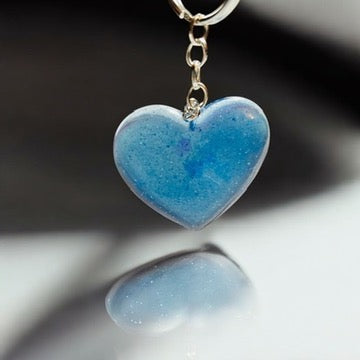 JenDore Handmade Light Blue Glitter Heart Keychain