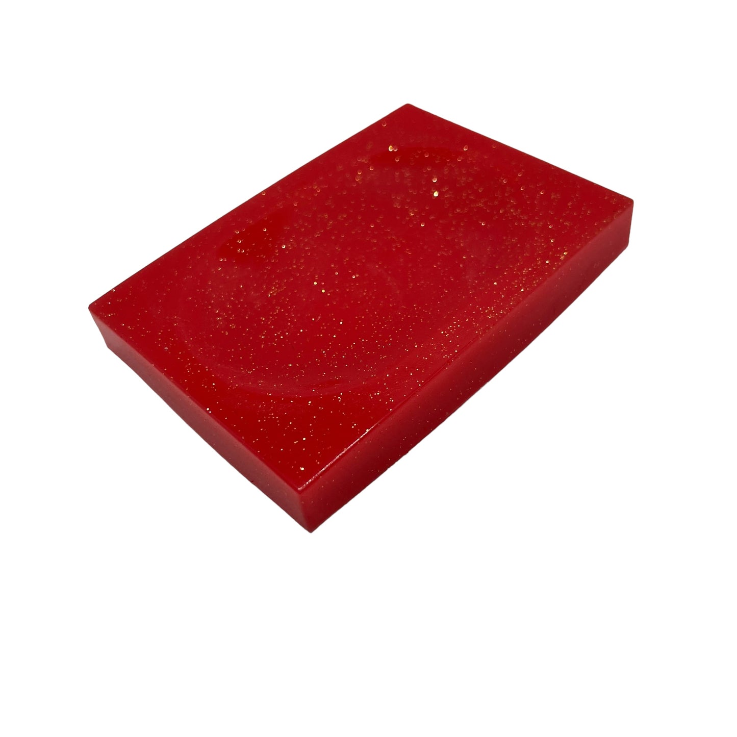 JenDore Handmade Red Glitter Gold Resin Soap Dish