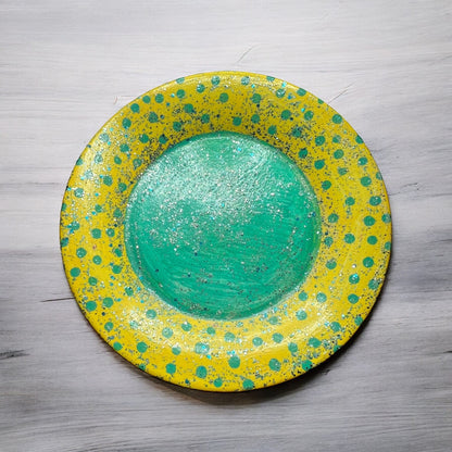 JenDore Handmade Fun Pop Dots Vanity Plate – Yellow & Green