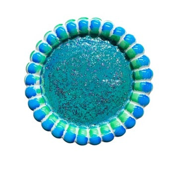 JenDore® Blue Green Bold & Colorful Hand-Inked Ceramic Tray