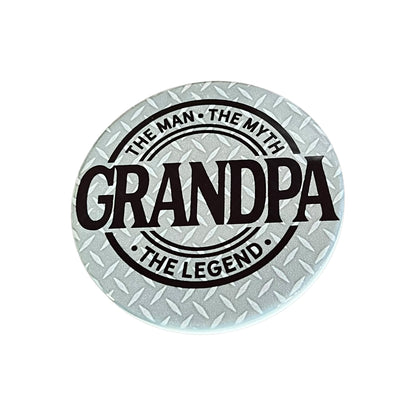 JenDore " Grandpa The Man The Myth The Legend " Gray Round Ceramic Coaster