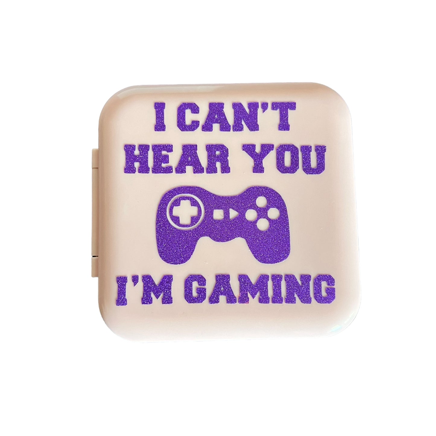 JenDore Glitter Puple « I Can’t Hear You I’m Gaming » Étui à 12 emplacements pour cartes de jeu rose pour cartouches Nintendo Switch