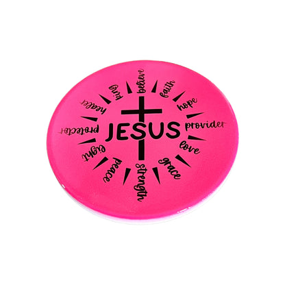 Dessous de verre rond en céramique JenDore Jesus is All Pink