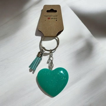 JenDore Handmade Mint Green Heart Keychain