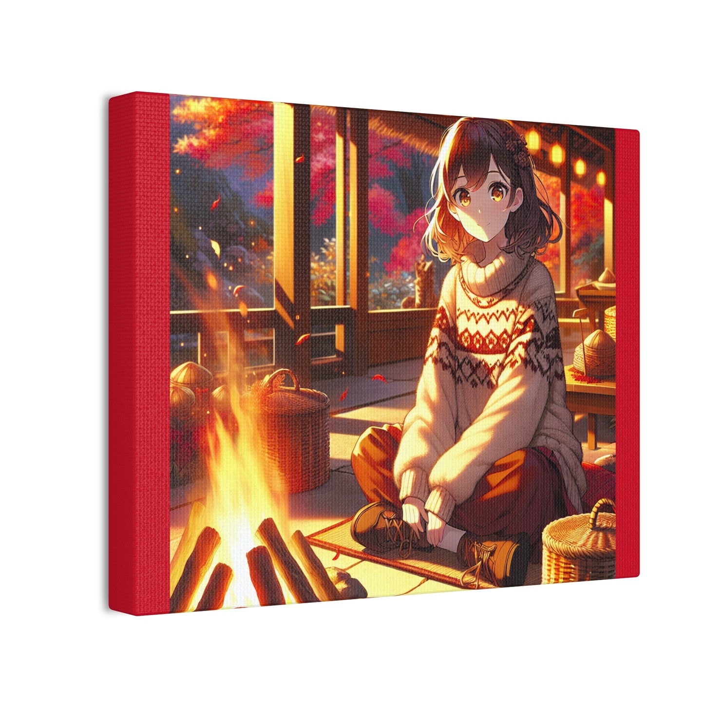 JenDore Anime Girl Poppy in Fall Canvas Stretched, 0.75"