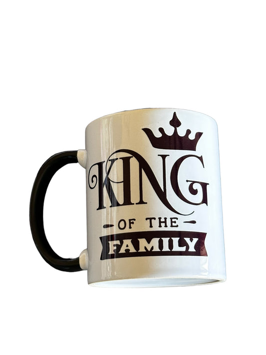 JenDore « Roi de la famille, voilà à quoi ressemble un papa génial » Mug noir et blanc - Parfait pour la fête des pères