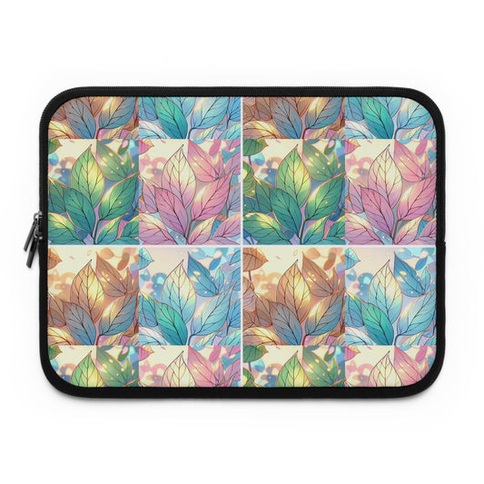 JenDore Pastel Leaves Blocks Laptop Sleeve