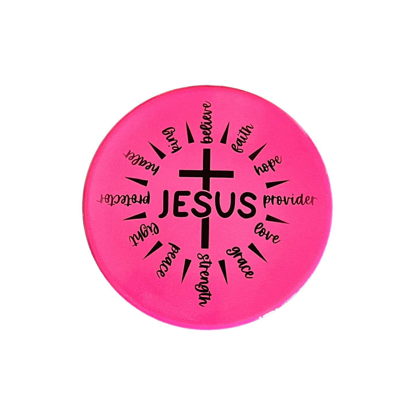 Dessous de verre rond en céramique JenDore Jesus is All Pink