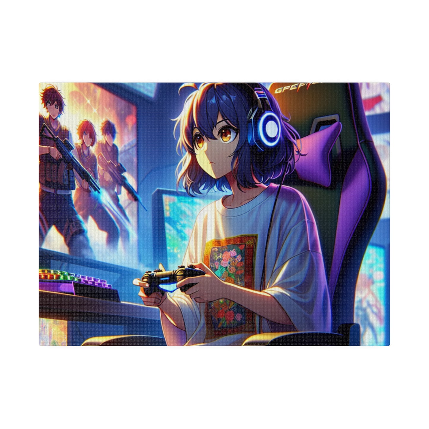 JenDore Anime Gamer Girl Matte Canvas, Stretched, 0.75"