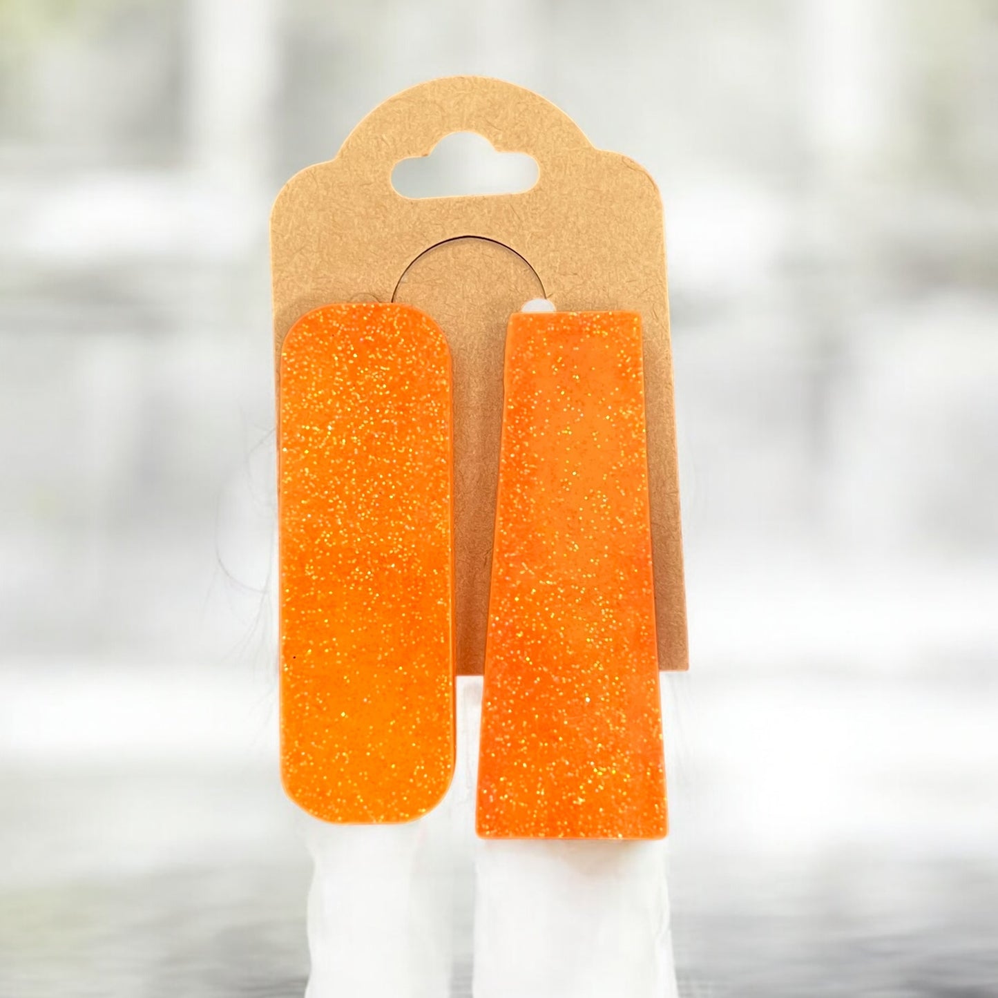 JenDore Hair Clips - Handmade Orange A (Set of 2)