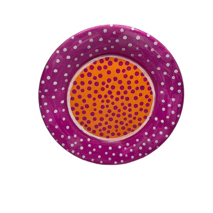 JenDore Handmade Fun Pop Dots Vanity Plate – Pink & Orange