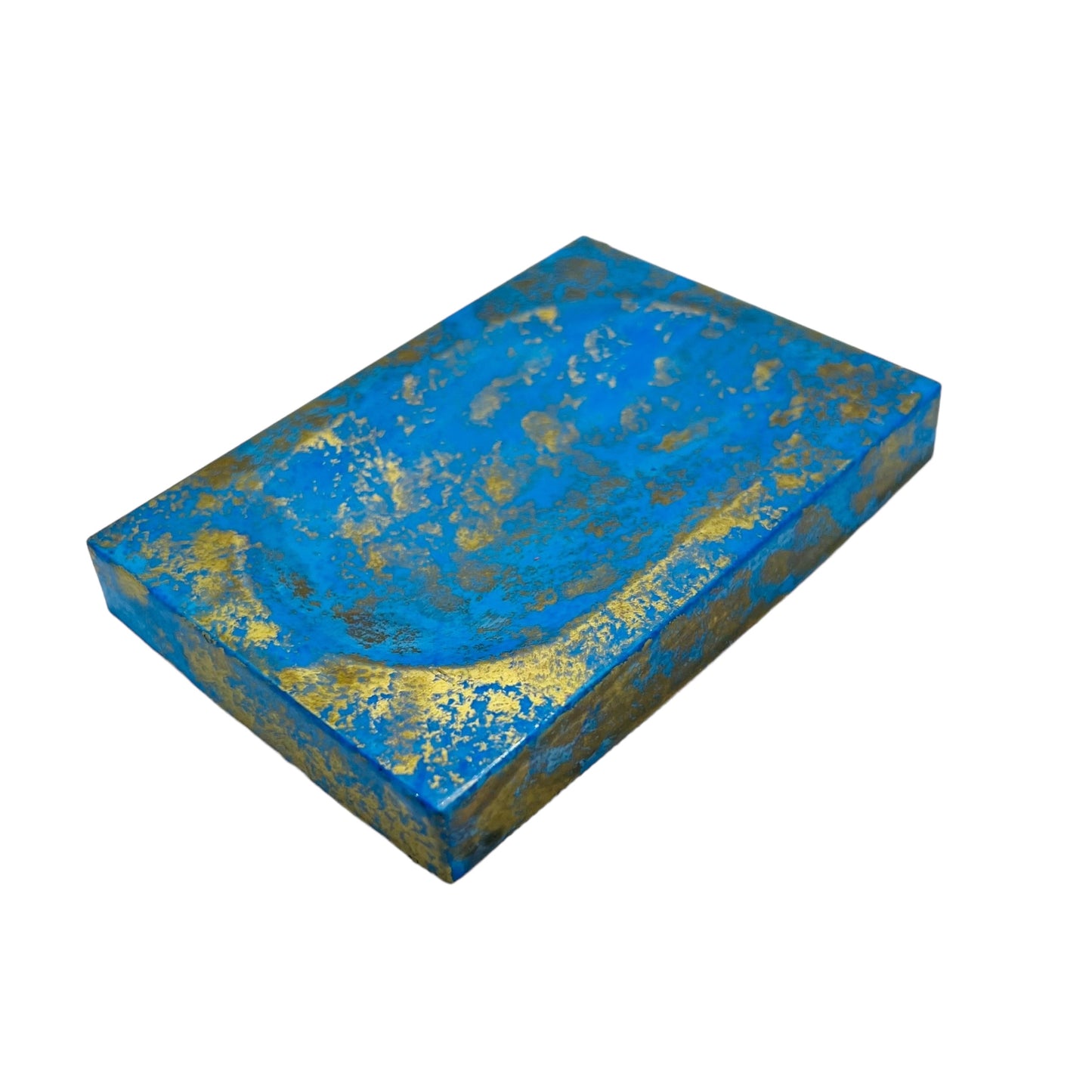 JenDore Handmade Blue Gold Ceramic Soap Dish