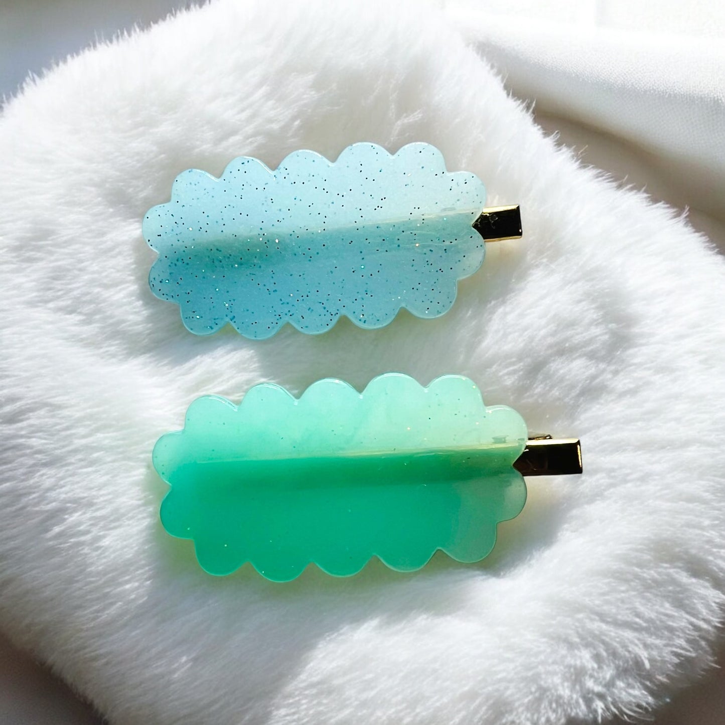 JenDore® Hair Blue & Green Clouds Clips | Stylish Hair Accessories for a Dreamy Look