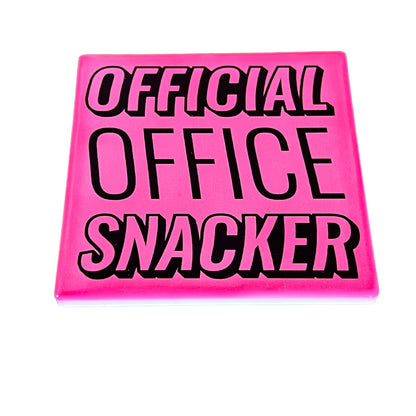 JenDore Pink Official Office Snacker Square Ceramic Coaster