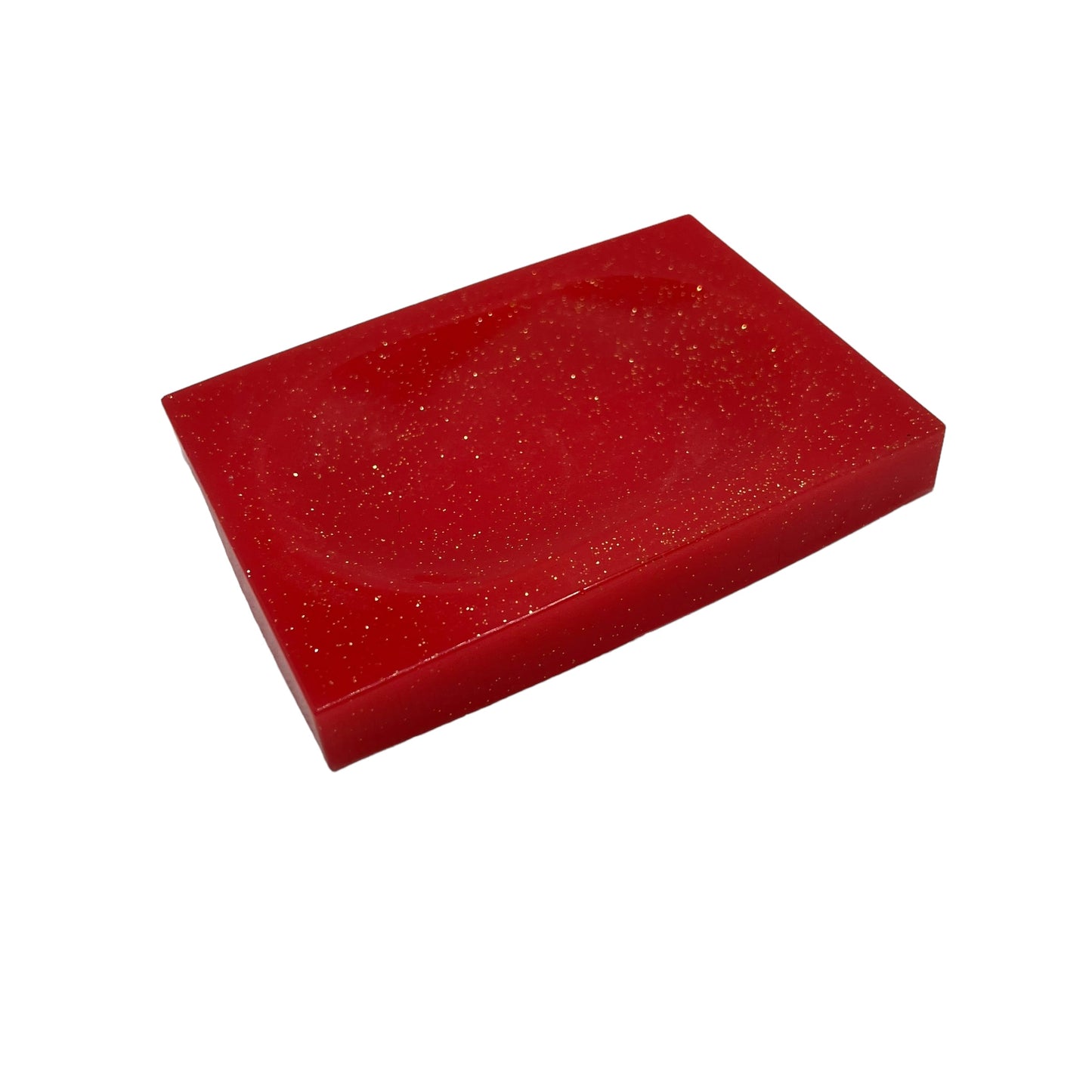 JenDore Handmade Red Glitter Gold Resin Soap Dish