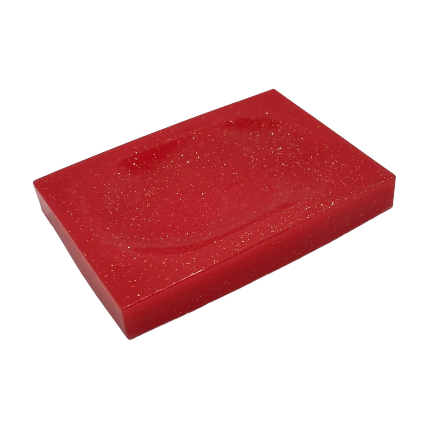 JenDore Handmade Red Glitter Gold Resin Soap Dish