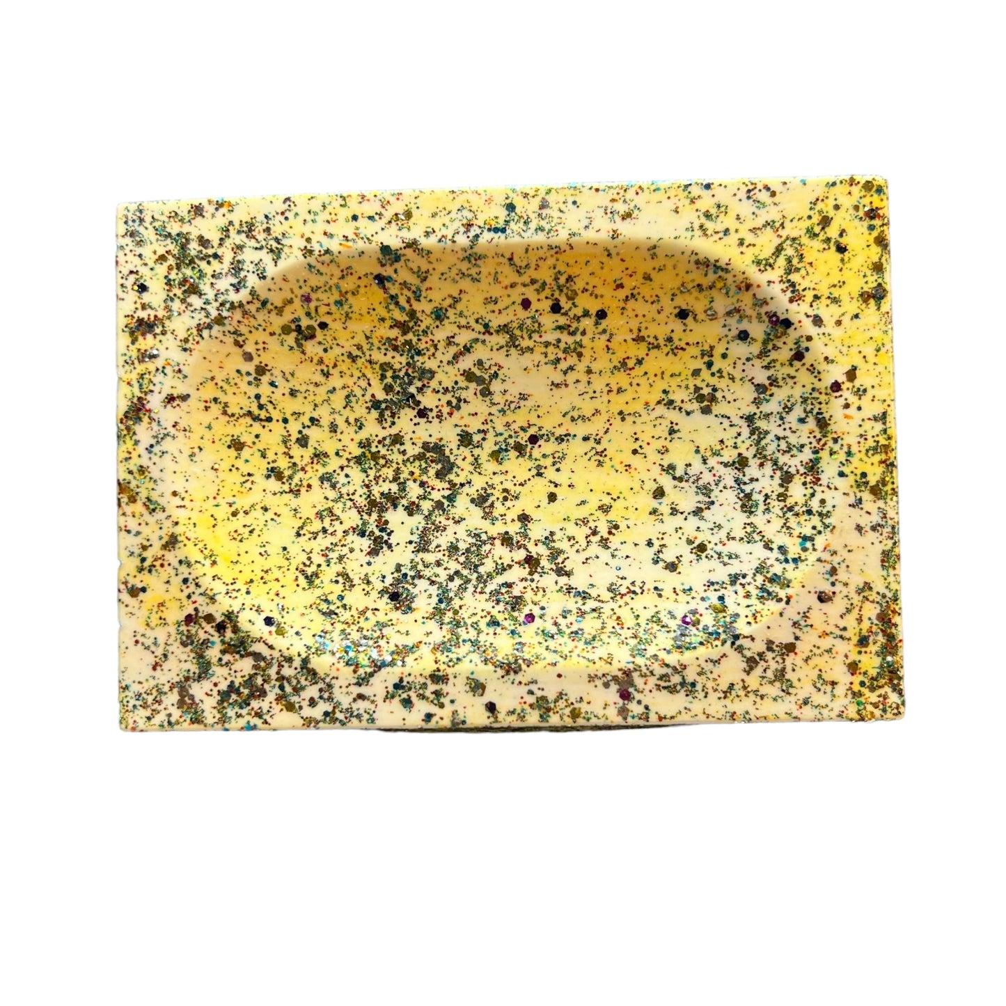 JenDore Handmade Yellow Glitter Multicolor Ceramic Soap Dish