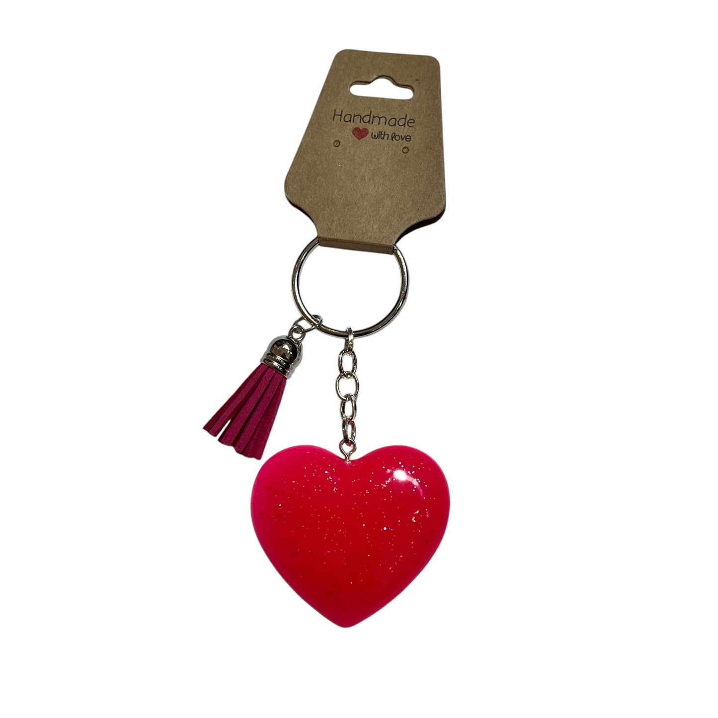 JenDore Handmade Neon Pink Heart Keychain