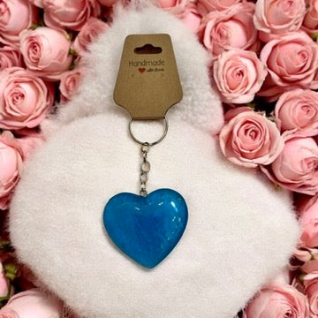 JenDore Handmade Blue Glitter Heart Keychain