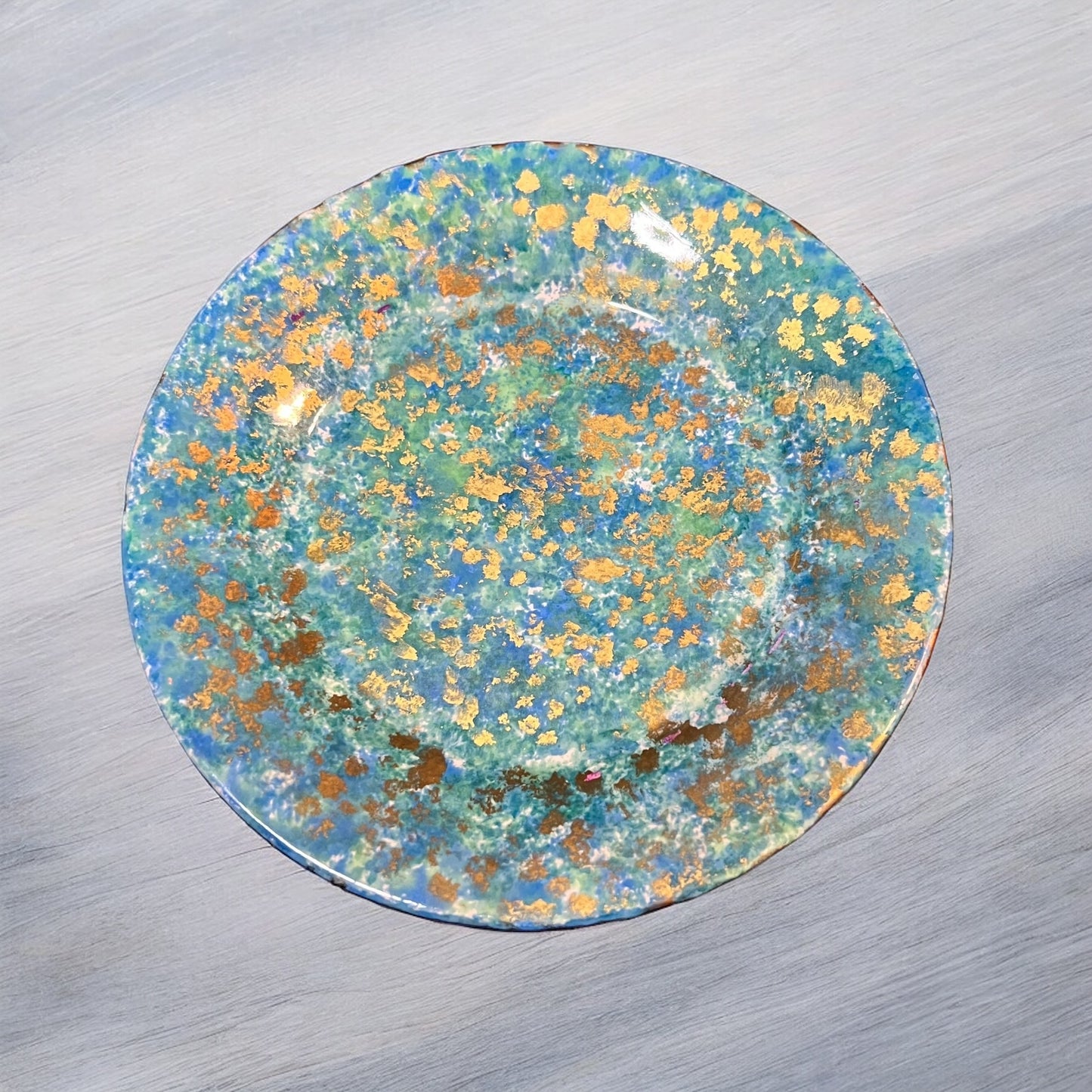 JenDore Handmade Luxe Vanity Plate - Teal & Gold Glimmer