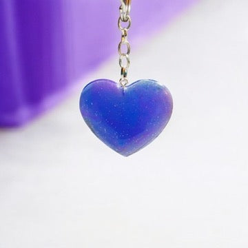 JenDore Handmade Galaxy Pink Purple Heart Keychain