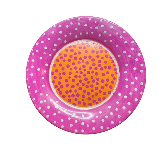 JenDore Handmade Fun Pop Dots Vanity Plate – Pink & Orange