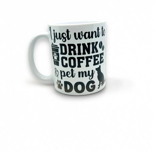 JenDore Drink Coffee and Pet My Dog 12 oz. Ceramic Mug