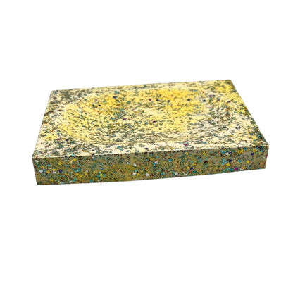 JenDore Handmade Yellow Glitter Multicolor Ceramic Soap Dish