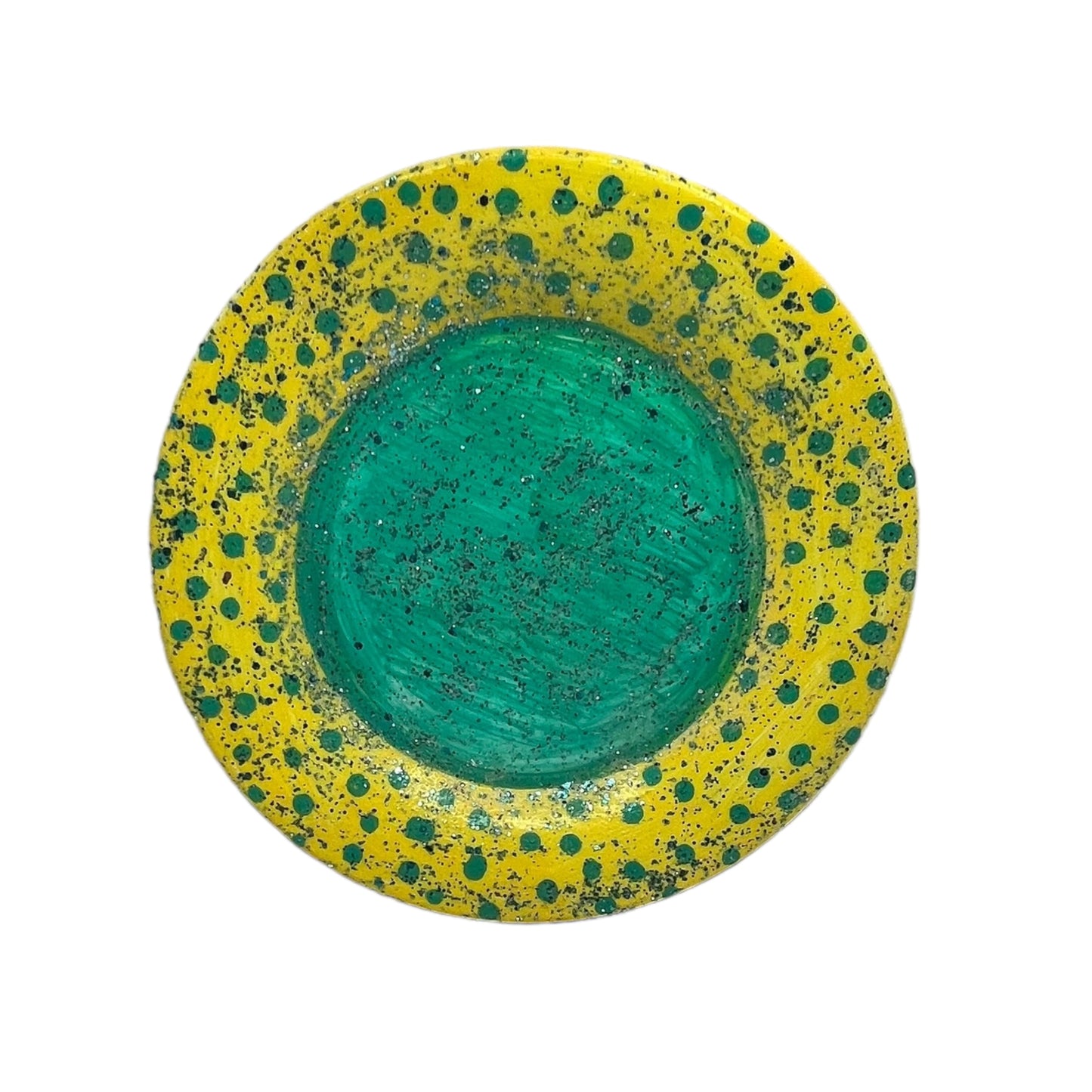 JenDore Handmade Fun Pop Dots Vanity Plate – Yellow & Green