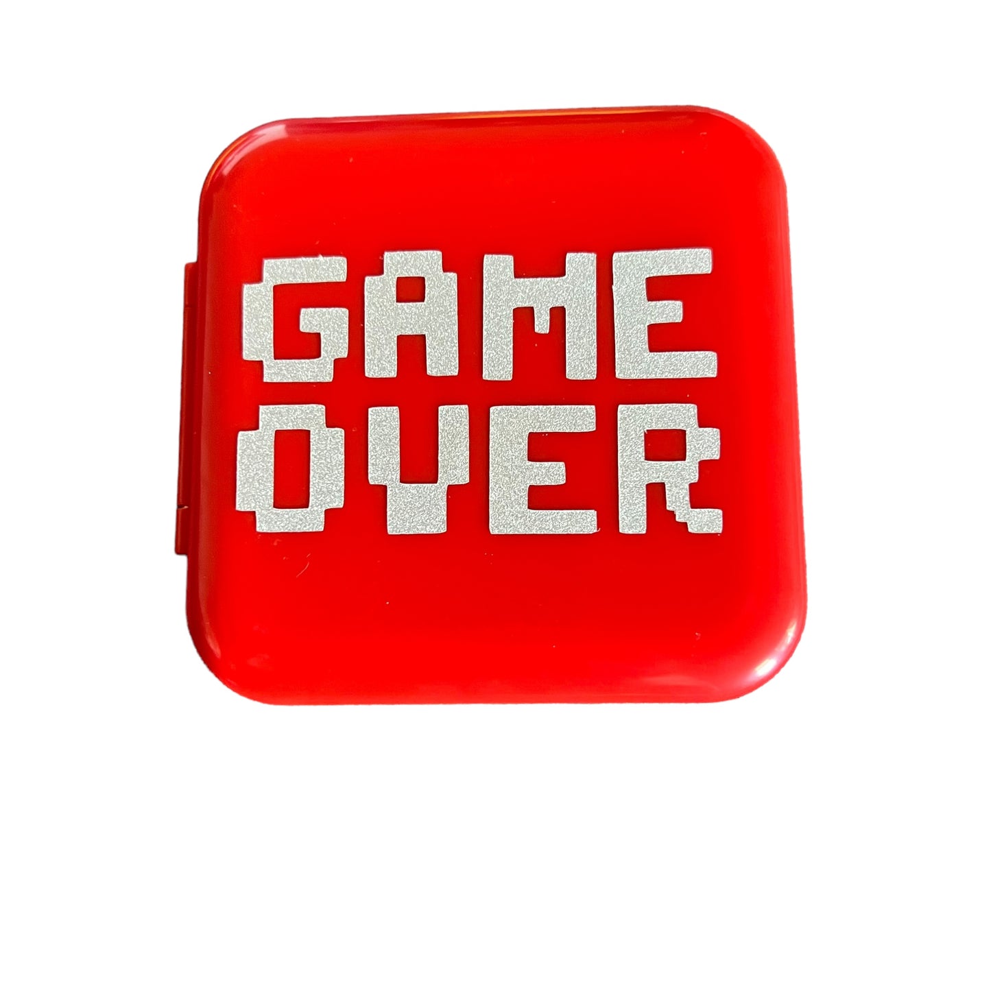 JenDore GAME OVER Game Card Case: 12 Slot Red & Silver Storage for Nintendo Switch Cartridges