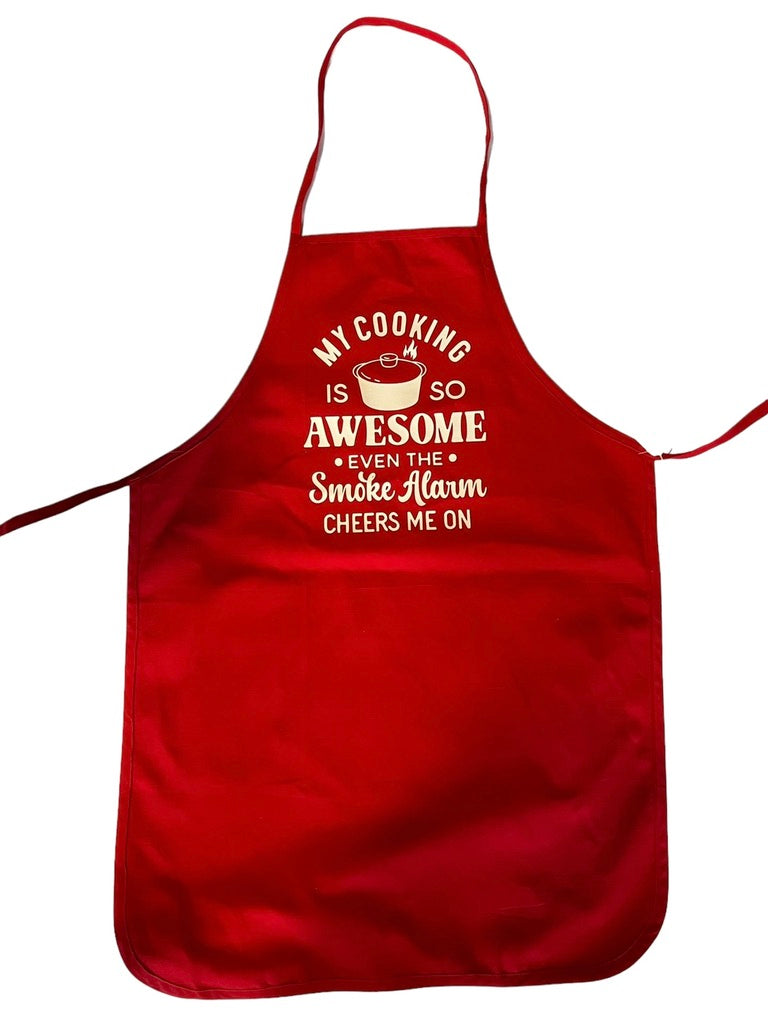 JenDore My Cooking is So Awesome even the Smoke Alarm Cheers Me On Red One Size Funny Cooking Kitchen Apron