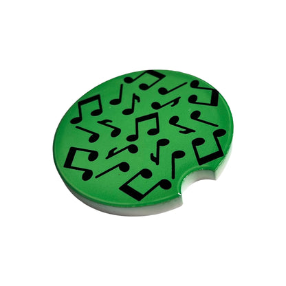 JenDore Musical Notes Green Black Handmade Ceramic Car Coaster