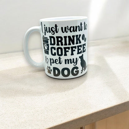 JenDore Drink Coffee and Pet My Dog 12 oz. Ceramic Mug