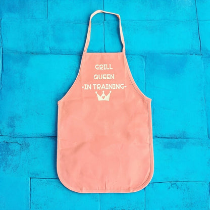 JenDore “ Grill Queen In Training “ Light Pink Kids Girls Apron