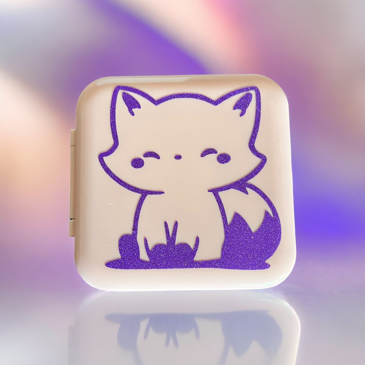 Étui pour cartes de jeu JenDore Purple Glitter Happy Fox 12 emplacements rose pour cartouches Nintendo Switch