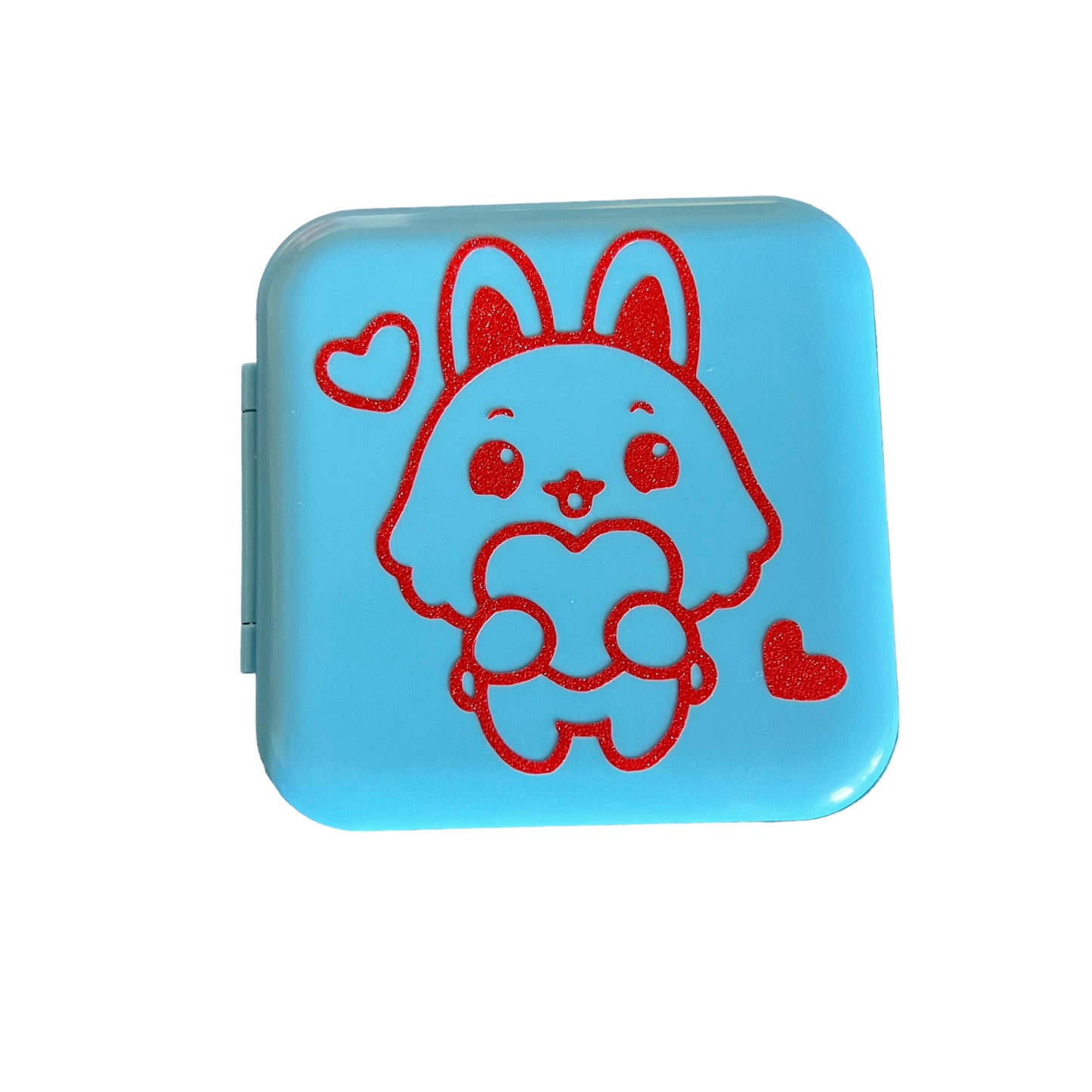 JenDore Red Love Bunny 12 Slot Light Blue Game Card Case for Nintendo Switch Cartridges