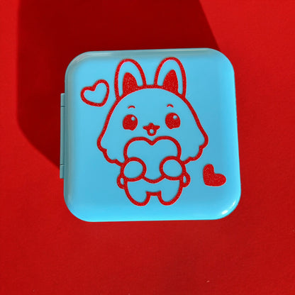 JenDore Red Love Bunny 12 Slot Light Blue Game Card Case for Nintendo Switch Cartridges