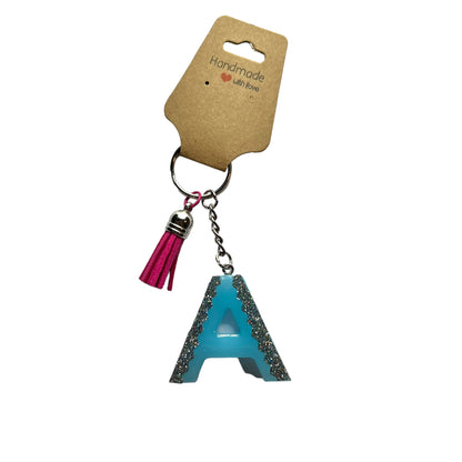 JenDore Blue Letter A Glitter Keychain – Your Initial, Your Style