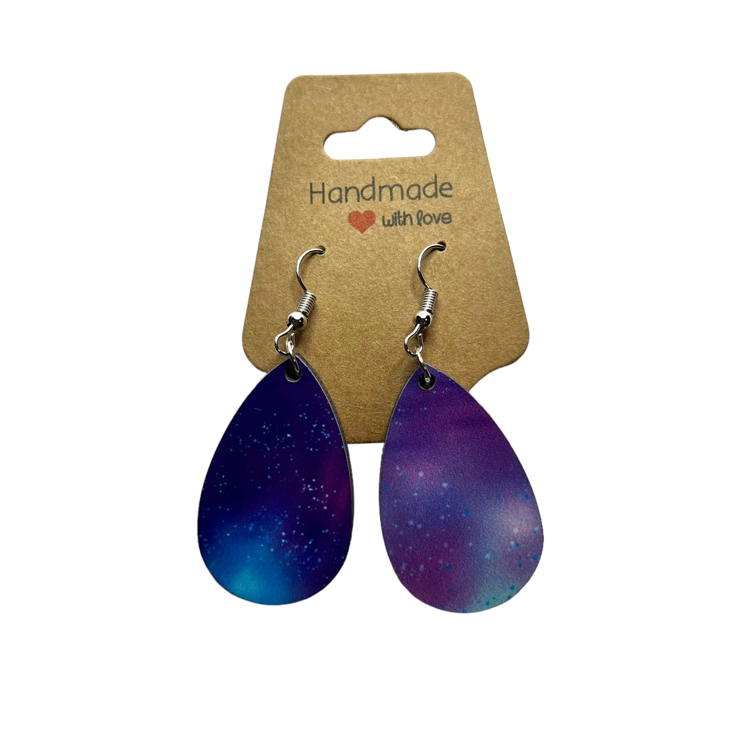 JenDore Galaxy Print Wooden TearDrop Earrings