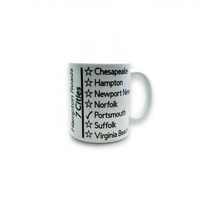 Personalized Hampton Roads/ 7 Cities Checked Ceamic Mug