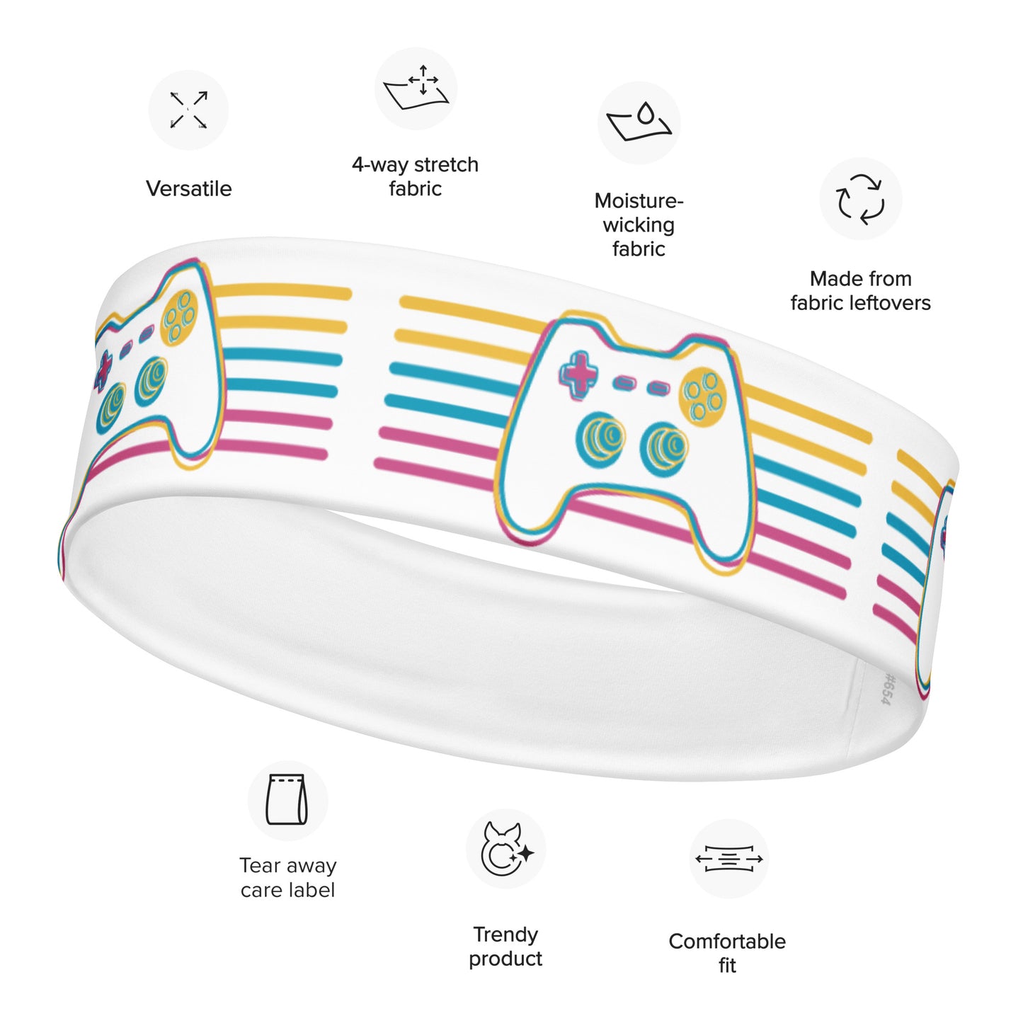 JenDore®  Hair Rainbow Gaming Controller Headband - Polyester/Spandex