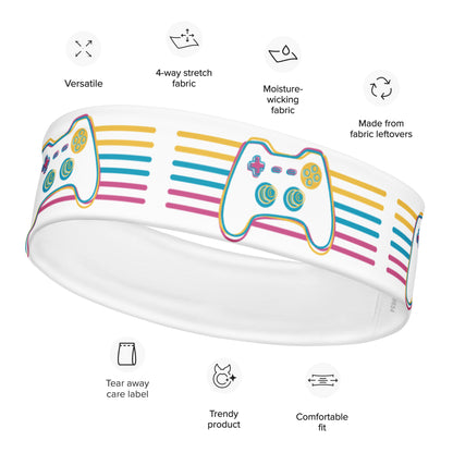 JenDore®  Hair Rainbow Gaming Controller Headband - Polyester/Spandex