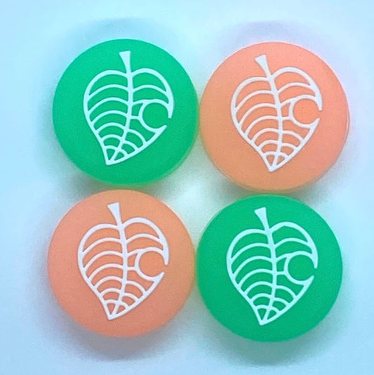 JenDore Green Orange Leaf 4Pcs Silicone Thumb Grip Caps for Nintendo Switch