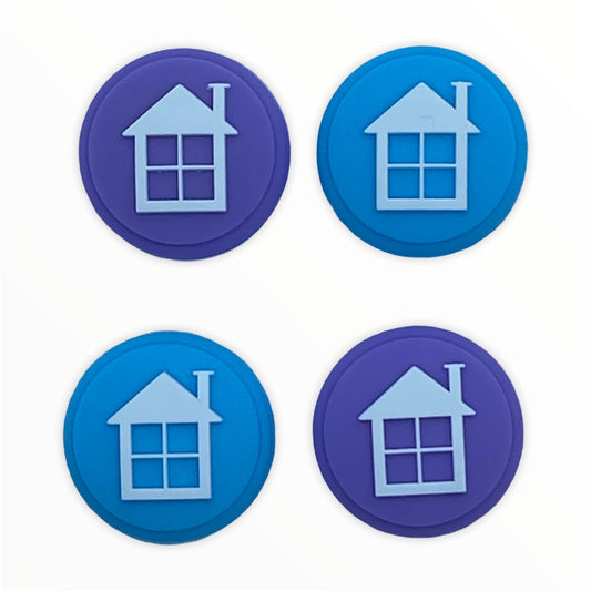 JenDore Blue Purple House 4Pcs Silicone Thumb Grip Caps for Nintendo Switch