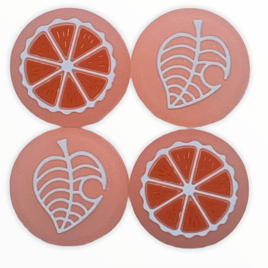 Jendore Jelly Orange 4Pcs Feuille Fruit Silicone Thumb Grip Caps pour Nintendo Switch