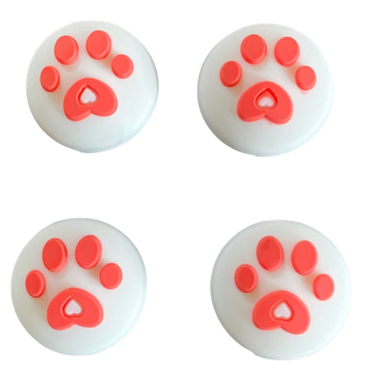 JenDore Red & White 4Pcs Paw Silicone Thumb Grip Caps for Nintendo Switch