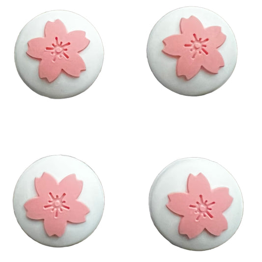 Jendore Rose et Blanc 4Pcs Fleurs Silicone Thumb Grip Caps pour Nintendo Switch