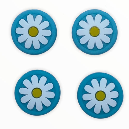 JenDore Blue Flowers 4Pcs Silicone Thumb Grip Caps for Nintendo Switch