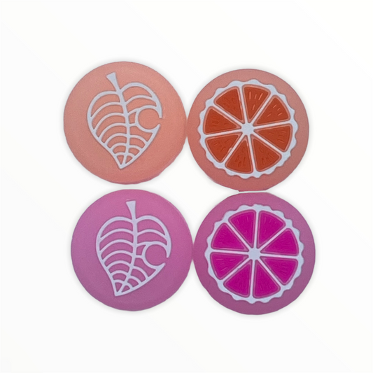 JenDore Jelly Naranja y Rosa 4 Piezas Tapas de Silicona para Agarre del Pulgar de Frutas y Hojas para Nintendo Switch